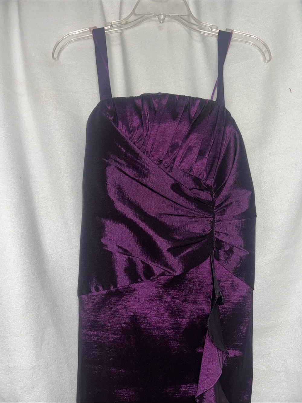 R & M Richards Purple Satin Ruffle Sheath Dress with Bolero - Picture 11 of 13